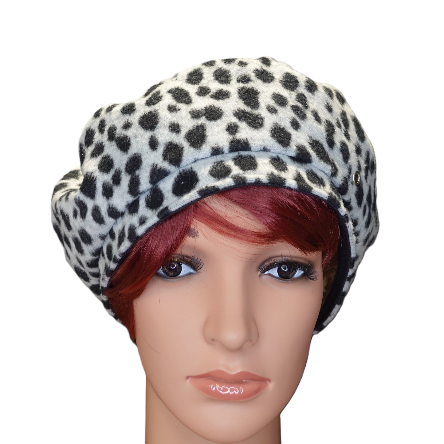 Grey Leopard Print Wool  Beret Women Beret Hat