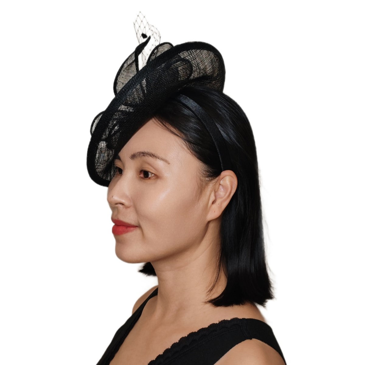 Black Ladies Fascinator Headband for church funerals