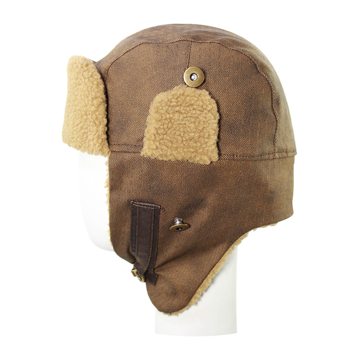 Unisex Weathered Cotton Trapper Hat warm light weight polar fleeces lining and ear cover 1159